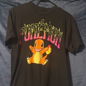 Pokemon Black Tee with Pink and Yellow Charmander Design
